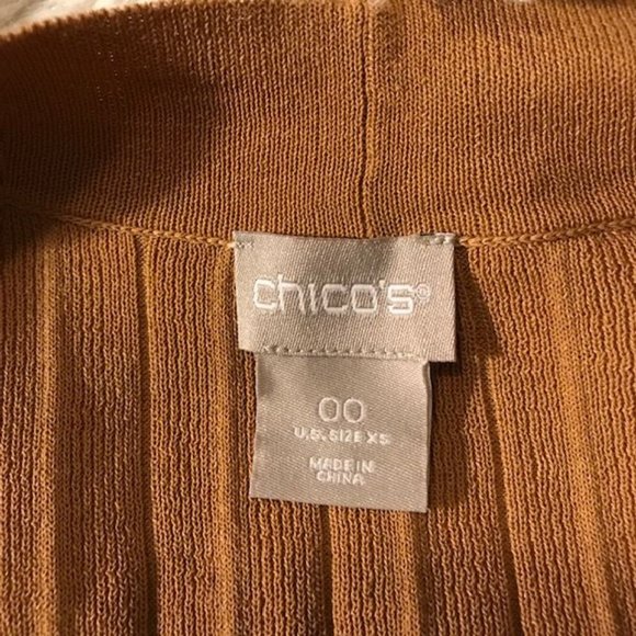 Chico's Sandstone Pleated Cotton Blend High Side Slit Open Front Duster - Picture 10 of 12